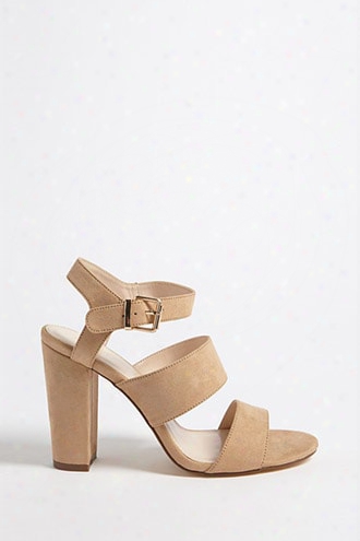 Faux Suede Open-toe Heels