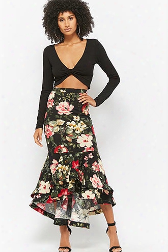 Floral High-low Skirt