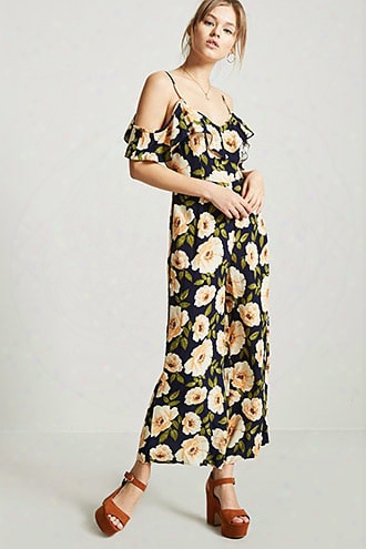 Floral Open-shoulder Jumpsuit