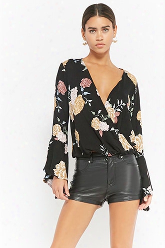 Floral Print Bell Sleeve Top