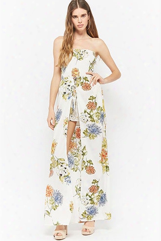 Floral Smocked Maxi Skort Romper