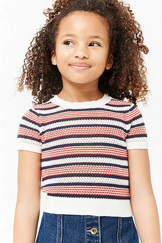 Girls Striped Open-knit Top (kids)