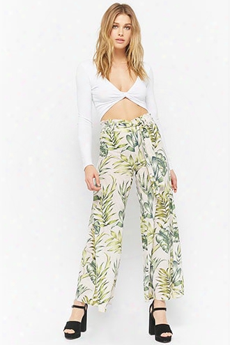 I The Wild Leaf Print Wide-leg Pants