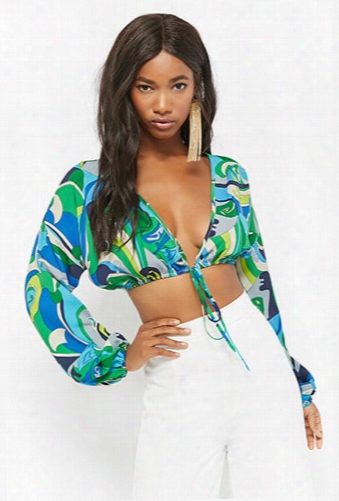 Kaleidoscope Tie-front Crop Top