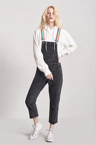 Laser Kitten Rainbow-strap Denim Overalls