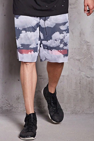 Mesh Knit Cloud Print Shorts