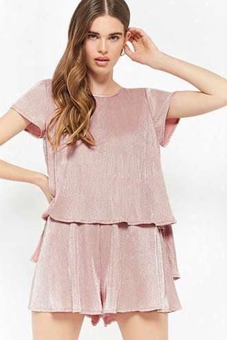 Meatllic Accordion Pleated Romper