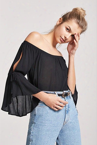 Off-the-shoulder Open-sleeve Top