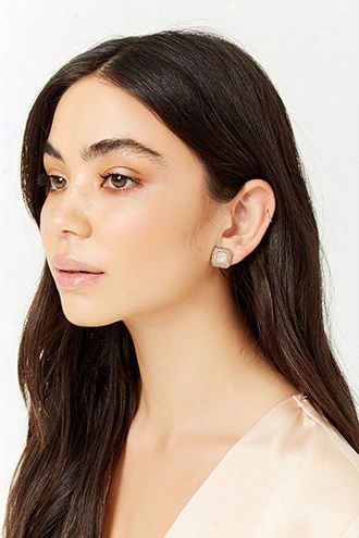 Pave Rhinestone Stud Earrings