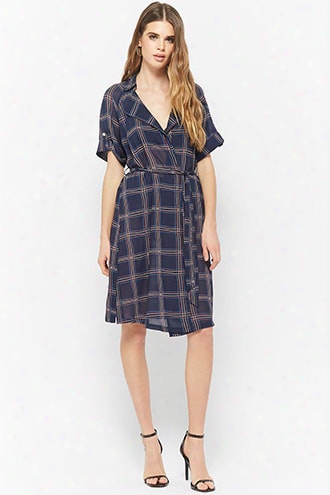 Plaid Chiffon Self-tie Dress