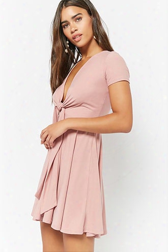 Plunging Tie-front Dress