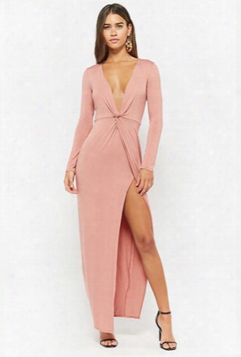 Plunging Twist-front Maxi Dress