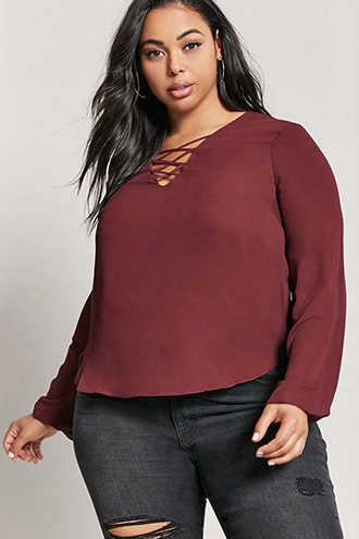 Plus Size Billowy Caged Top