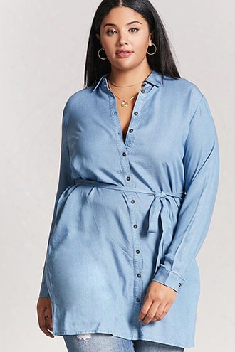 Plus Size Chambray Shirt Dress