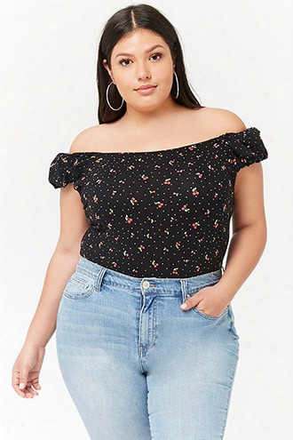 Plus Size Cherry Graphic Print Top