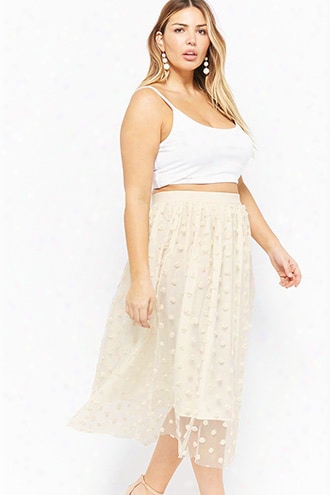 Plus Size Floral Sheer Mesh Tulle Skirt