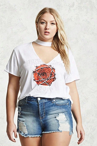 Plus Size Frayed Cutoff Shorts