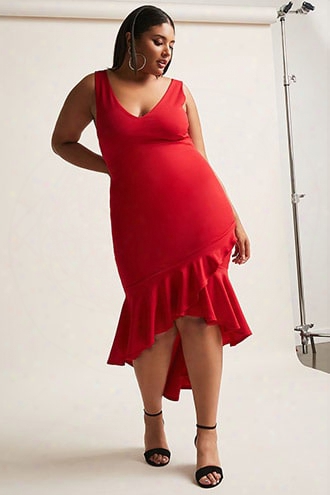 Plus Size High-low Ruffle Dress