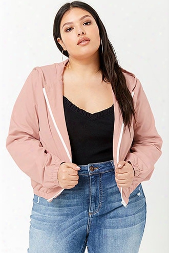 Plus Size Hooded Zip-front Jacket