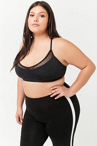 Plus Size Low Impact- Fishnet-insert Sports Bra