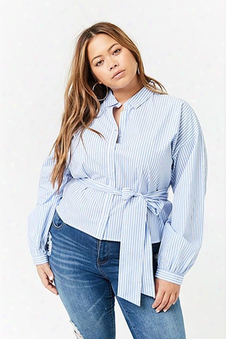 Plus Size Pinstriped Shirt