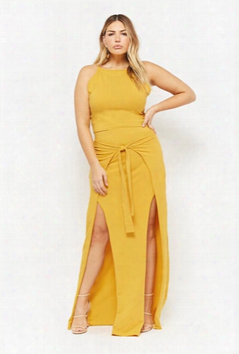 Plus Size Rebdolls Inc. Crop Cami & M-slit Maxi Skirt Set