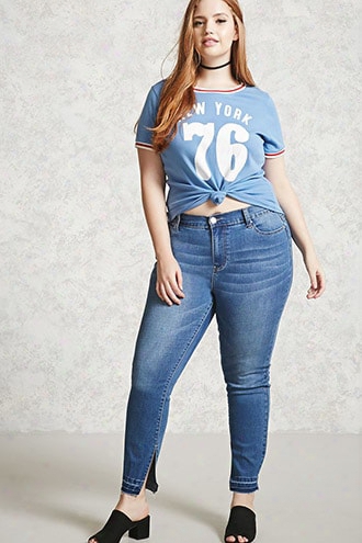 Plus Size Side Split Jeans