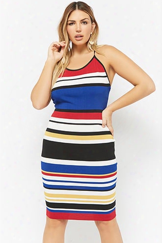 Plus Size Striped Cami Bodycon Dress