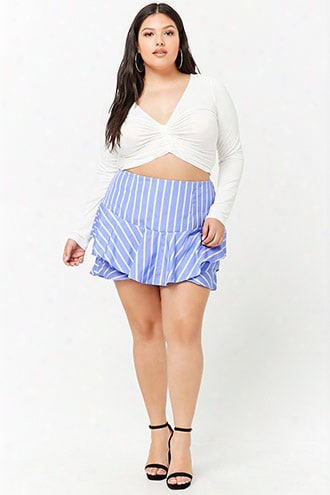 Plus Size Striped Tiered Skort