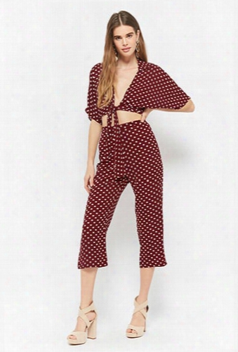 Polka Dot Crop Top & High-waist Pant Set