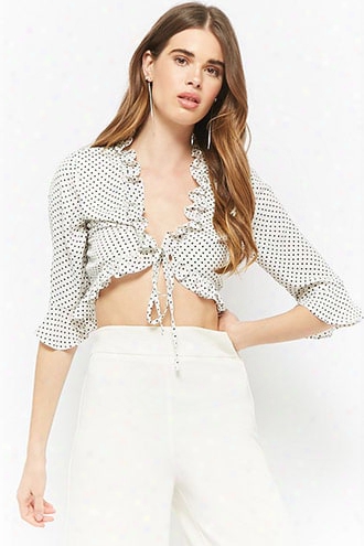 Polka Dot Ruffle Crop Top