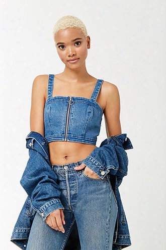 Pull-ring Denim Crop Top