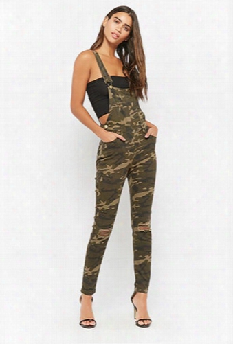 Ripped-knee Camo Overalls