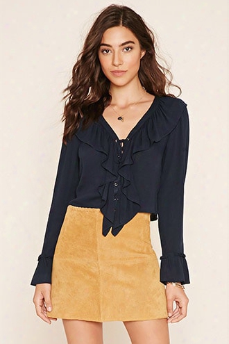 Ruffled Lace-up Top