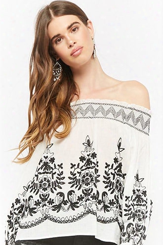 Selfie Leslie Embroidered Off-the-shoulder Top