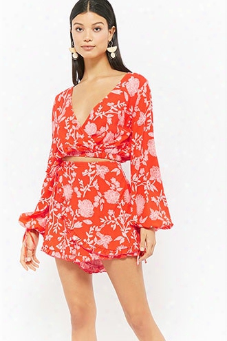 Selfie Leslie Floral Lantern-sleeve Top