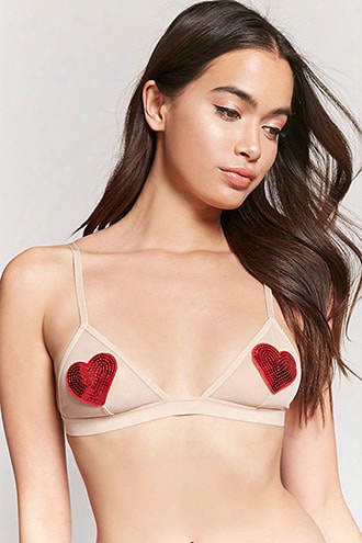 Sequin Heart Mesh Bralette