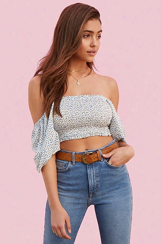 Smocked Ditsy Floral Crop Top