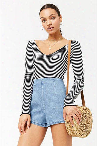 Stripe Sweater-knit Crop Top
