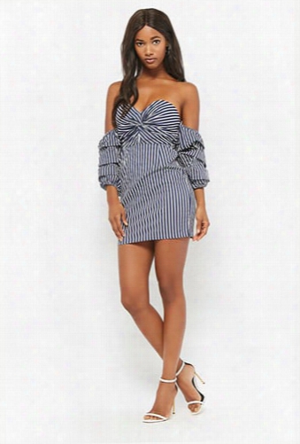Striped Off-the-shoulder Mini Dress