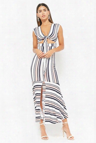 Striped Tie-front Maxi Dress