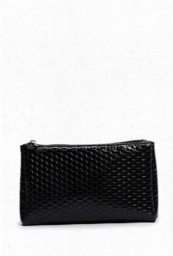 Textured Faux Patent Makeup Bag