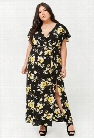 Plus Size Floral Surplice M-Slit Maxi Dress