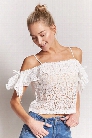 Sheer Open-Shoulder Lace Crop Top