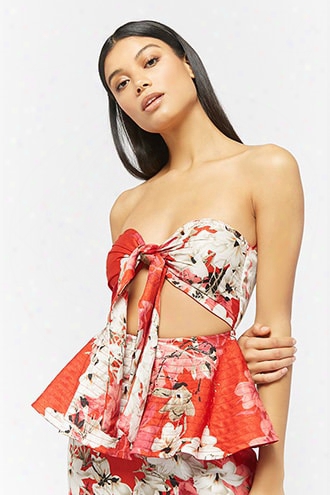 Tie-front Floral Tube Top