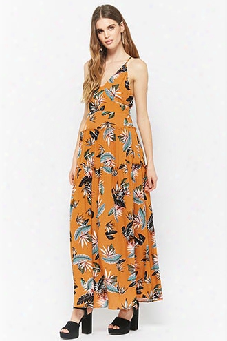 Tropical Print Tie-back Maxi Dress