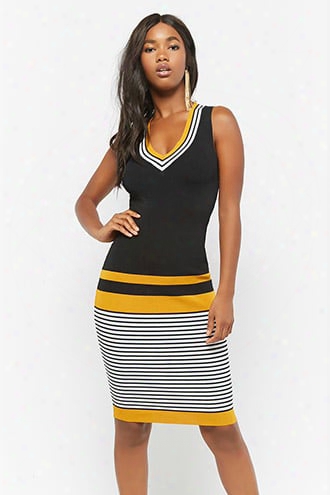 Variegated-stripe Knit Dress