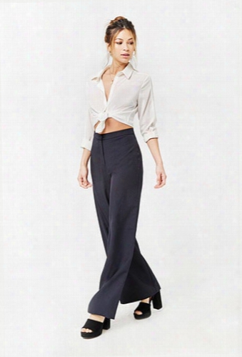 Wide-leg Pinstriped Pants