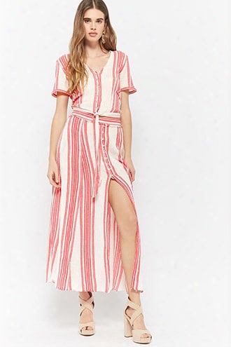 Z&l Europe Striped Sp1it-front Maxi Skirt