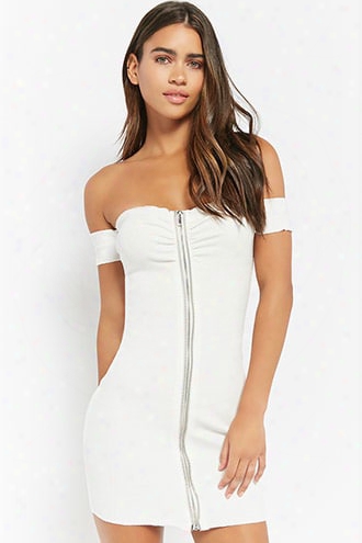 Zip-front Off-the-shoulder Dress